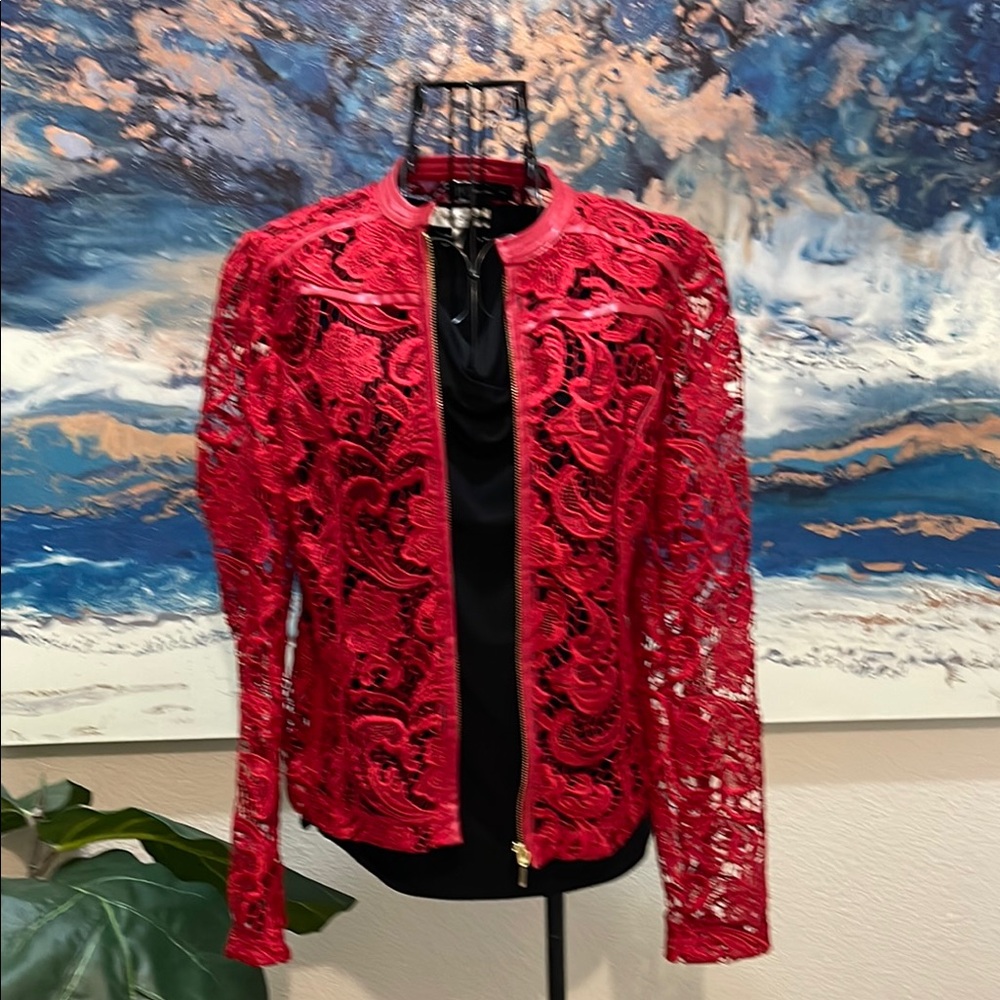INC red lace jacket